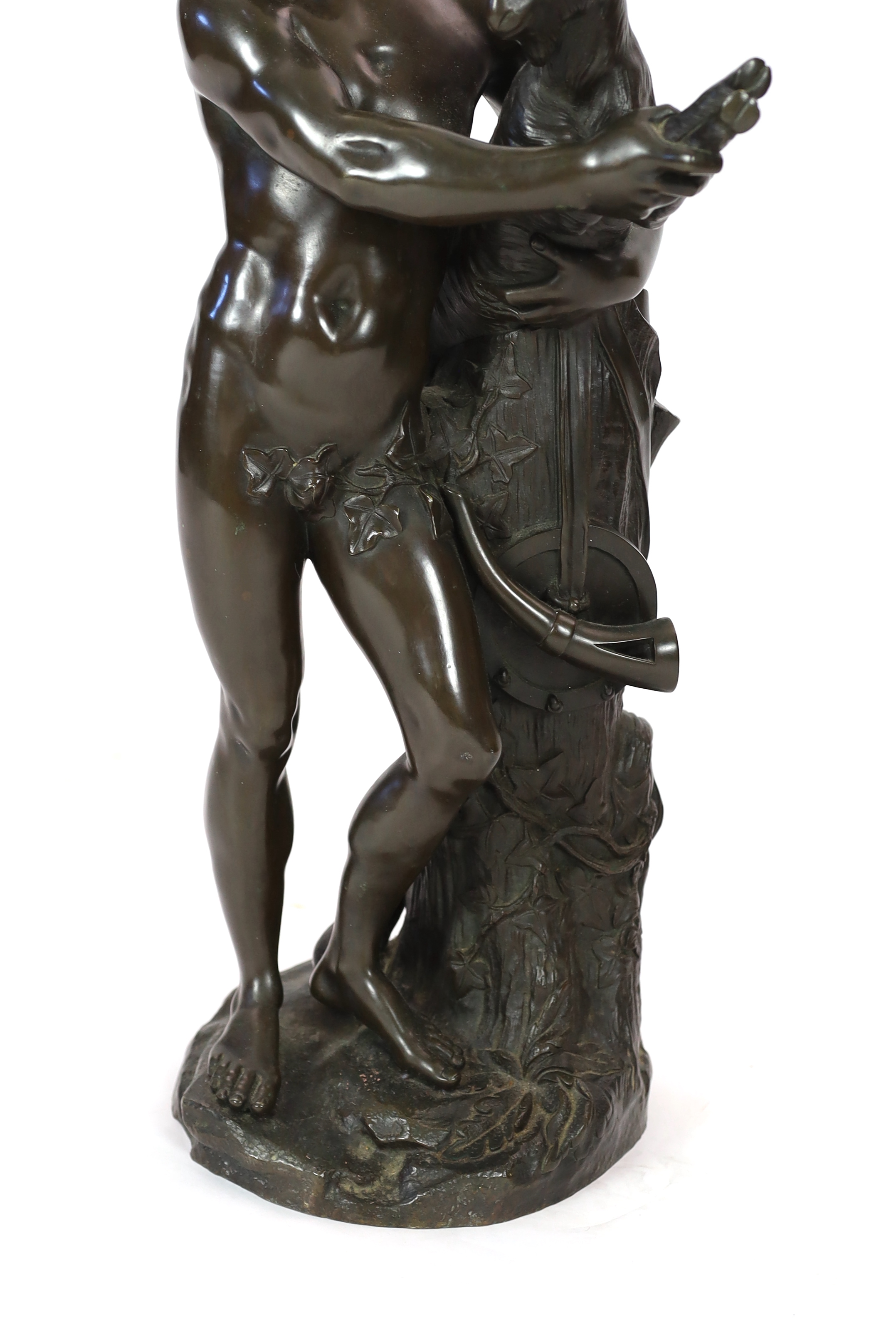 A bronze figure of Bacchus with a goat, 65cm high